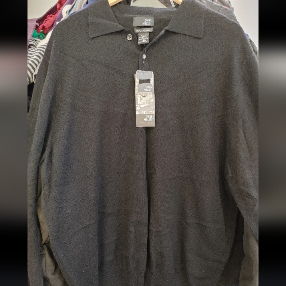 SPRING & MERCER 100% GENUINE CASHMERE BLACK SWEATER MENS SIZE XL